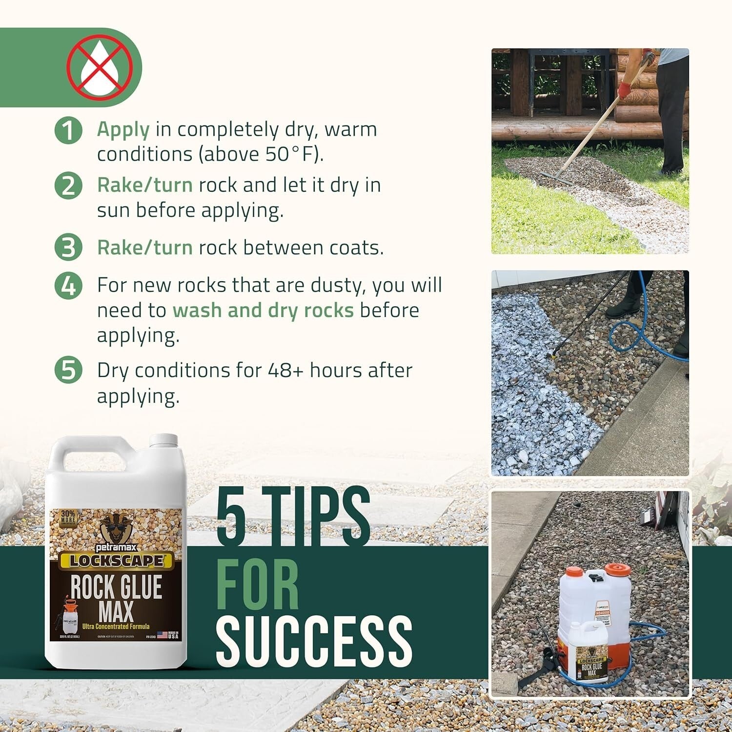 Powerful 2.5 Gallon Rock Glue - Easy Spray Application for Durable Landscaping