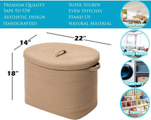 Load image into Gallery viewer, Stylish 22" Rectangular Storage Basket - Soft Cotton Rope for Home Organization