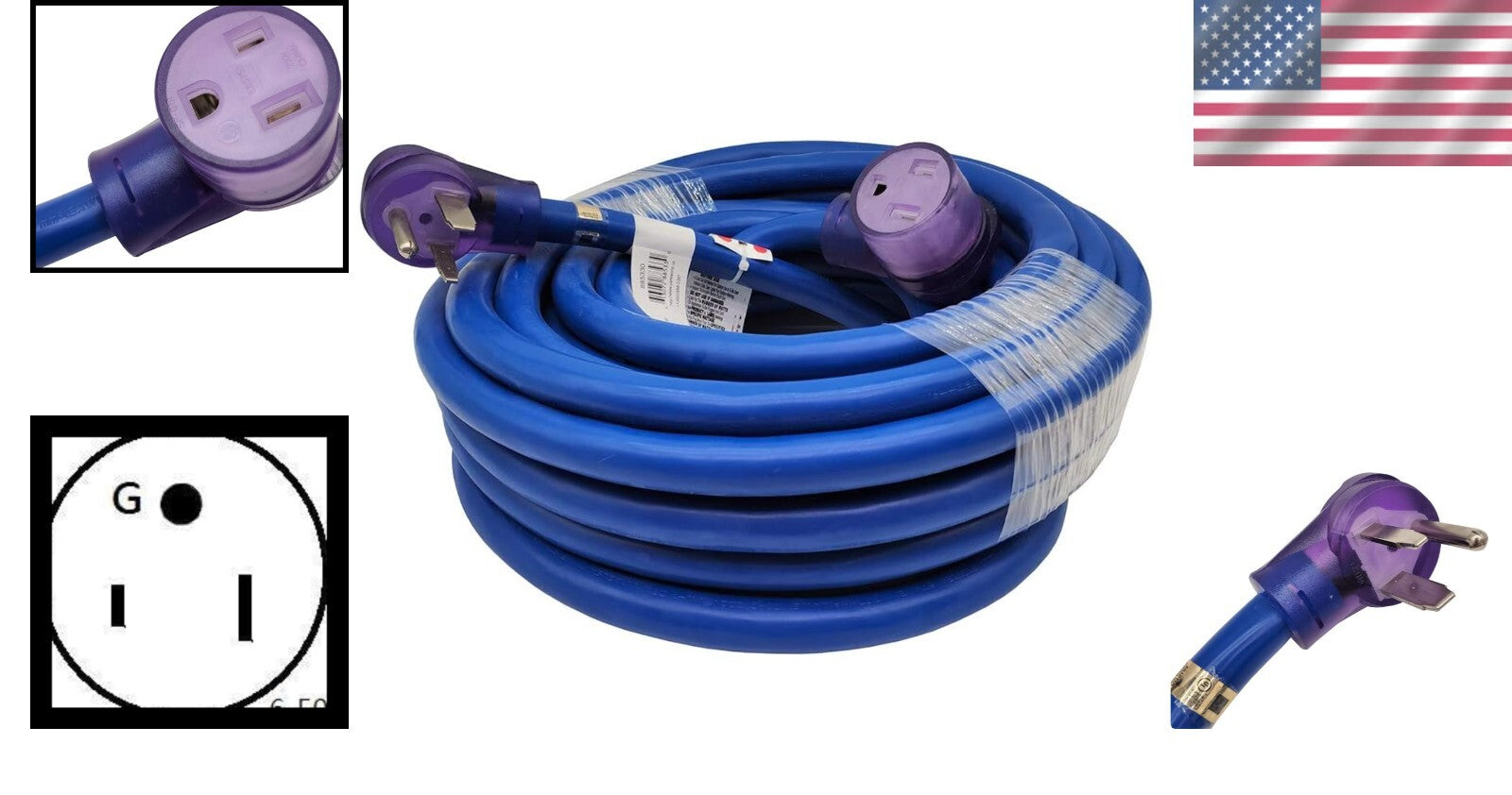 Universal NEMA 6-50 Welder Extension Cord, 50FT, 40 Amp, Multiple Length Options