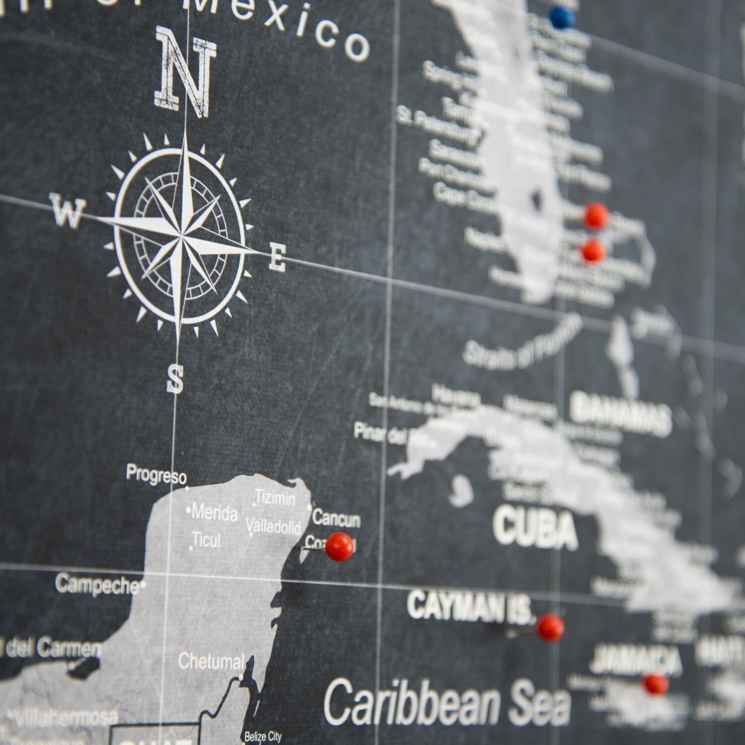 24" x 16" Modern Slate Travel Map Board with Push Pins - Handmade in Ohio