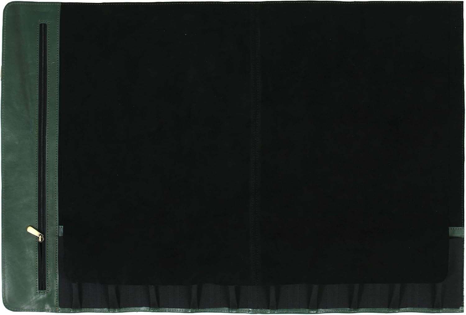 Handcrafted Leather Knife Roll with 10 Slots and Elegant Zipper Pouch for Chefs