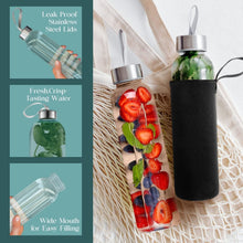 Load image into Gallery viewer, Elegant Wide-Mouth Glass Water Bottles Set of 12 - BPA-Free &amp; Dishwasher Safe