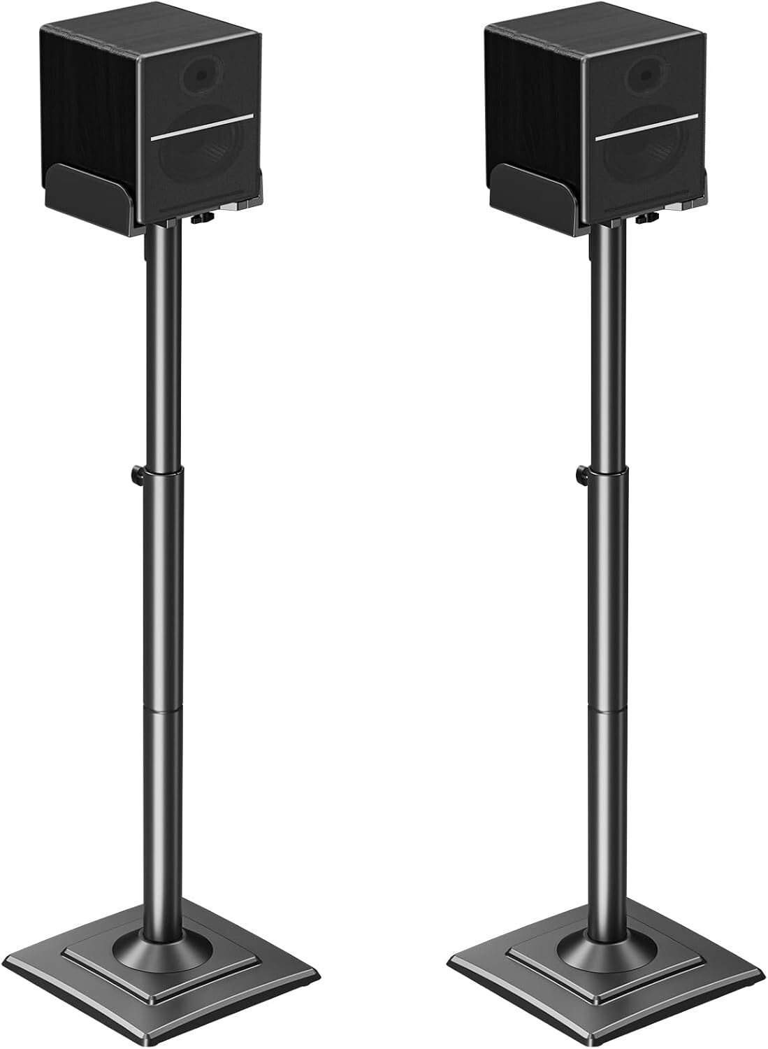 Sleek 34" to 43.3" Adjustable Speaker Stands with Concealed Cables – Alloy Steel