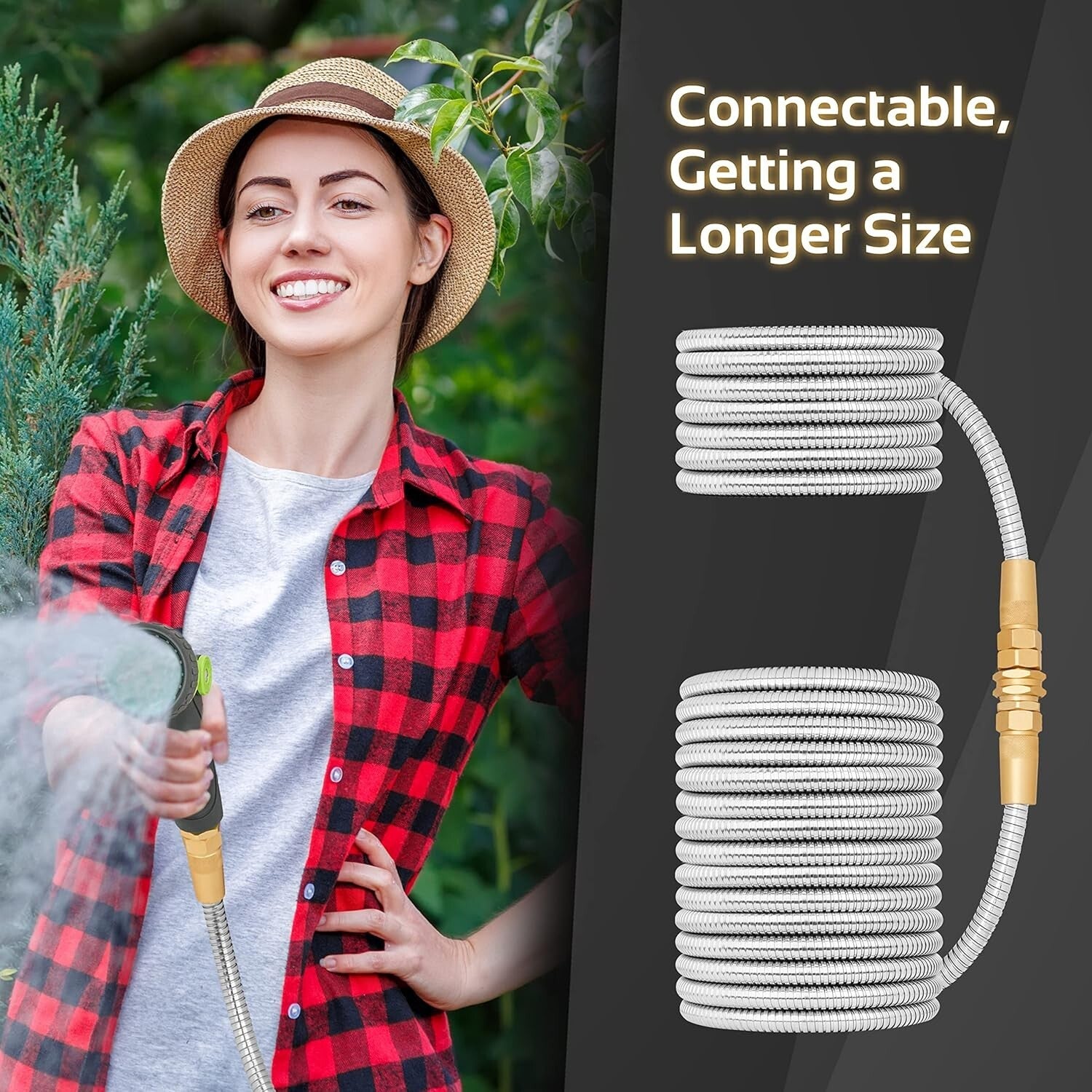 Flexible and Lightweight 50ft Stainless Steel Hose – No Kink & Puncture Proof