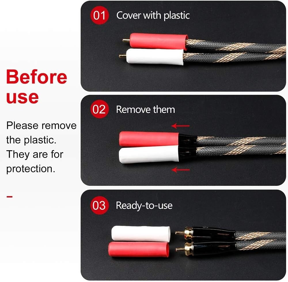 16.4ft/5M RCA Interconnect Cable with 24K Gold-Plated Connectors for Audiophiles