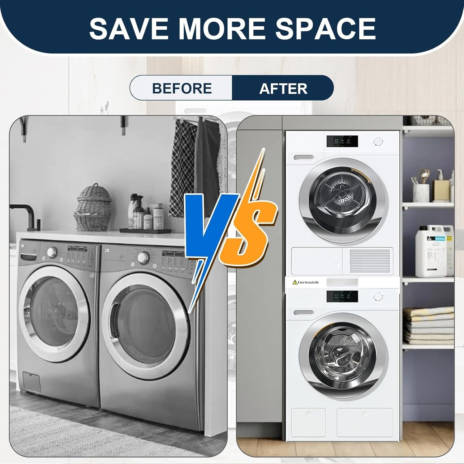 Adjustable Laundry Stacking Kit - Perfect Space Saver for 24-29 Inch Washers