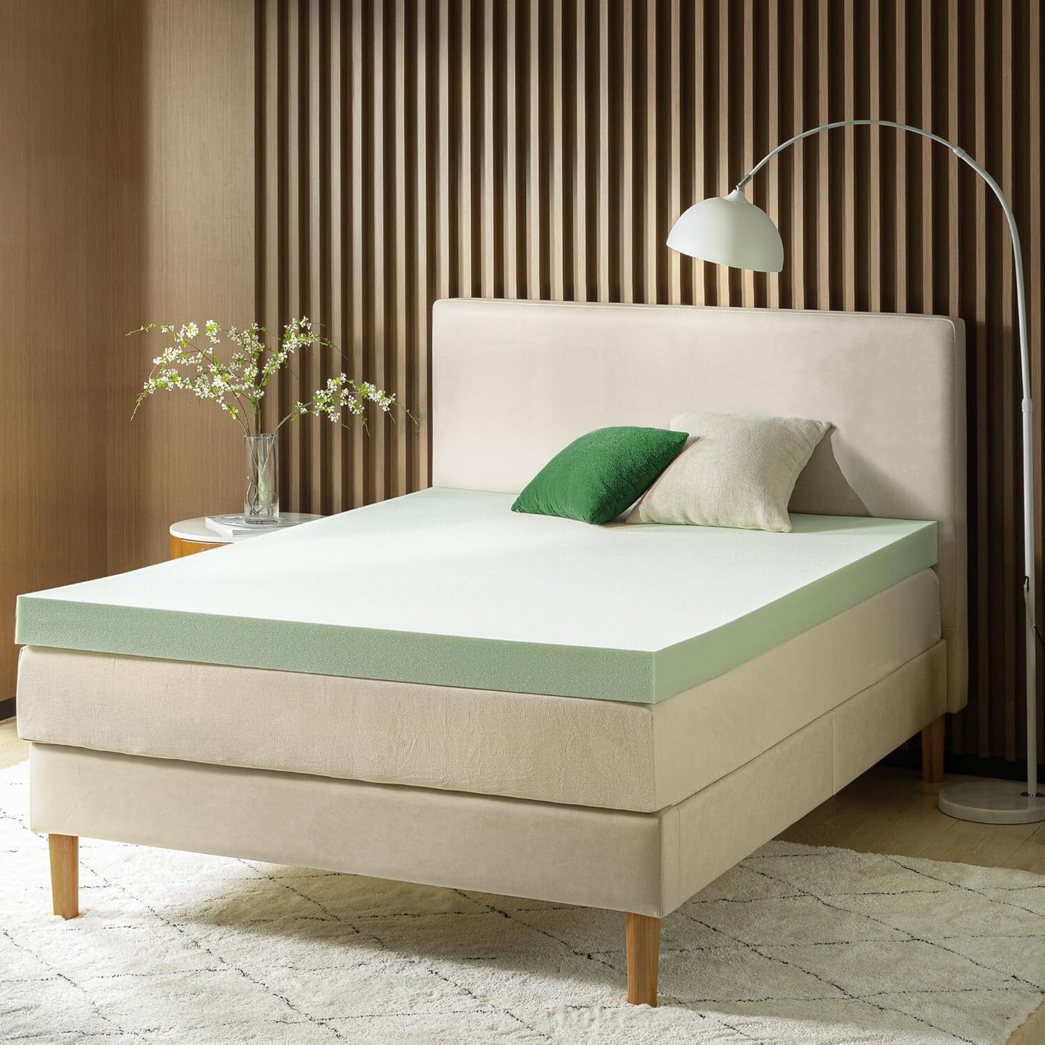 Eco-Friendly King Mattress Topper - Green Tea Infused Comfort for Restful Sleep