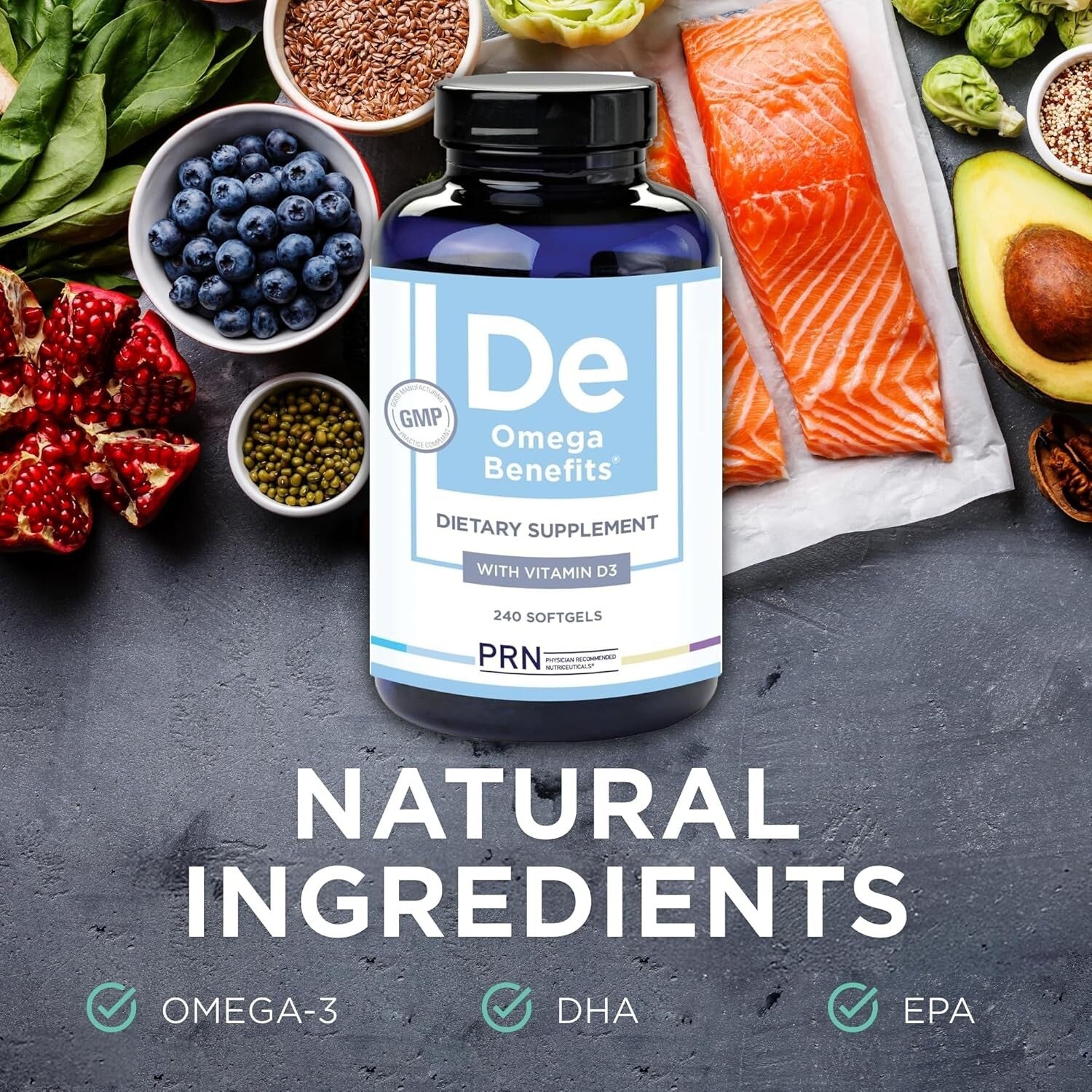 Doctor Recommended PRN DE Omega 3 Softgels - Superior Absorption & No Fish Burps