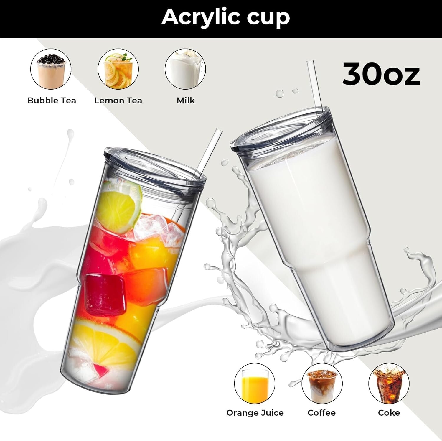 Durable 30oz Insulated Tumblers with Lids - Ideal for Cold Drinks, 4 Pack