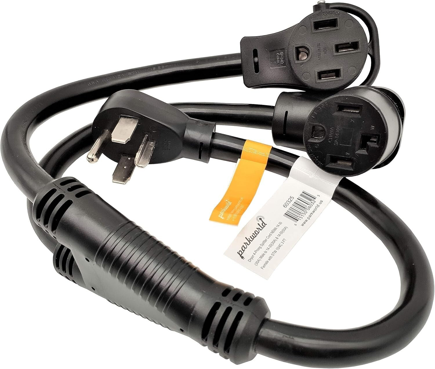 Versatile 30 AMP Dryer Splitter to EV, NEMA 14-30P to 14-30 & 14-50R Cord