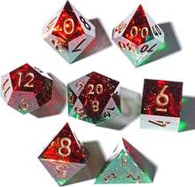 Load image into Gallery viewer, Handmade 7PCS Jungle Fire DND Polyhedral Dice Set - Eco-Friendly Craftsmanship