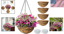 Load image into Gallery viewer, Elegant 4 Pack 14 Inch Hanging Flower Baskets with Coco Liner for Outdoor Plants