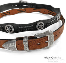 Load image into Gallery viewer, Adjustable Genuine Leather Belt with Floral Conchos - Primed for Cowboy Style