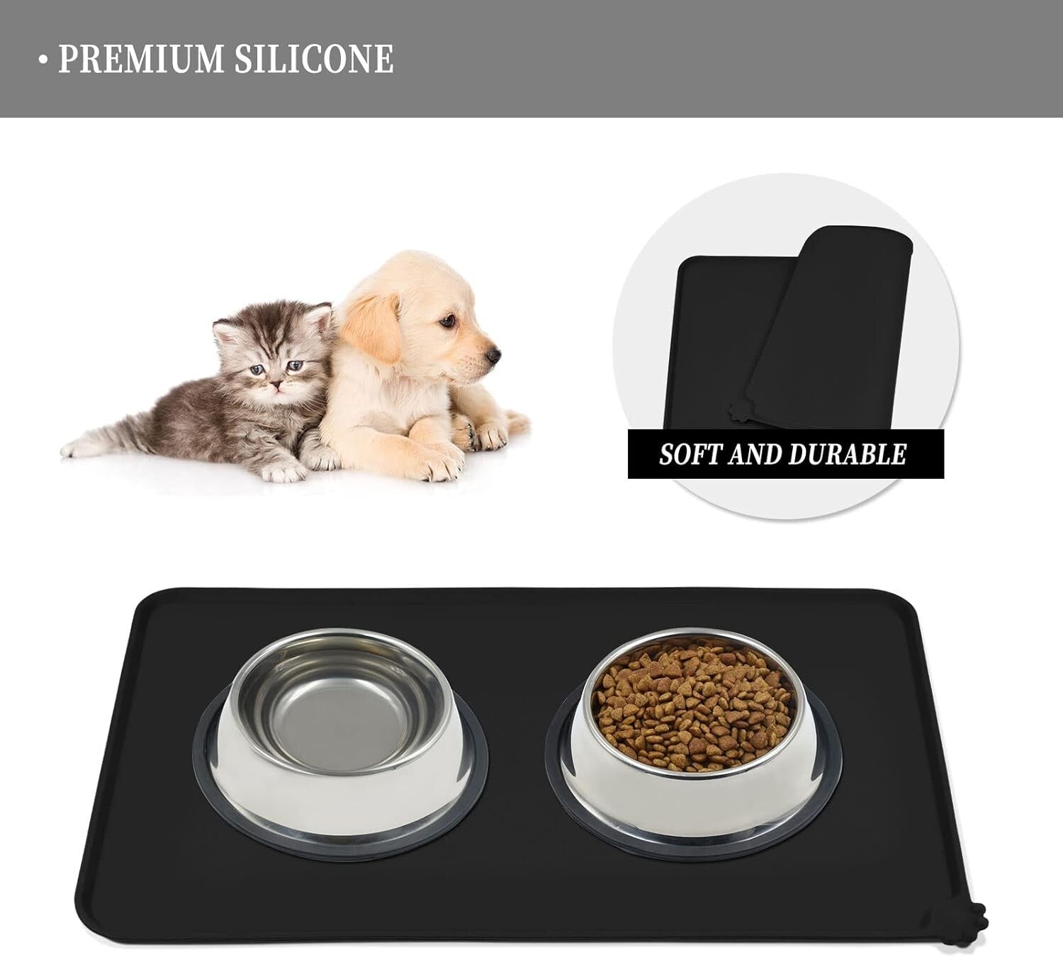 Premium Silicone Pet Feeding Mat - 32" x 24" for Pet Comfort & Cleanliness