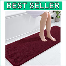 Load image into Gallery viewer, Burgundy 59x20 Chenille Bath Rugs - Extra Plush and Absorbent for Stylish Spaces