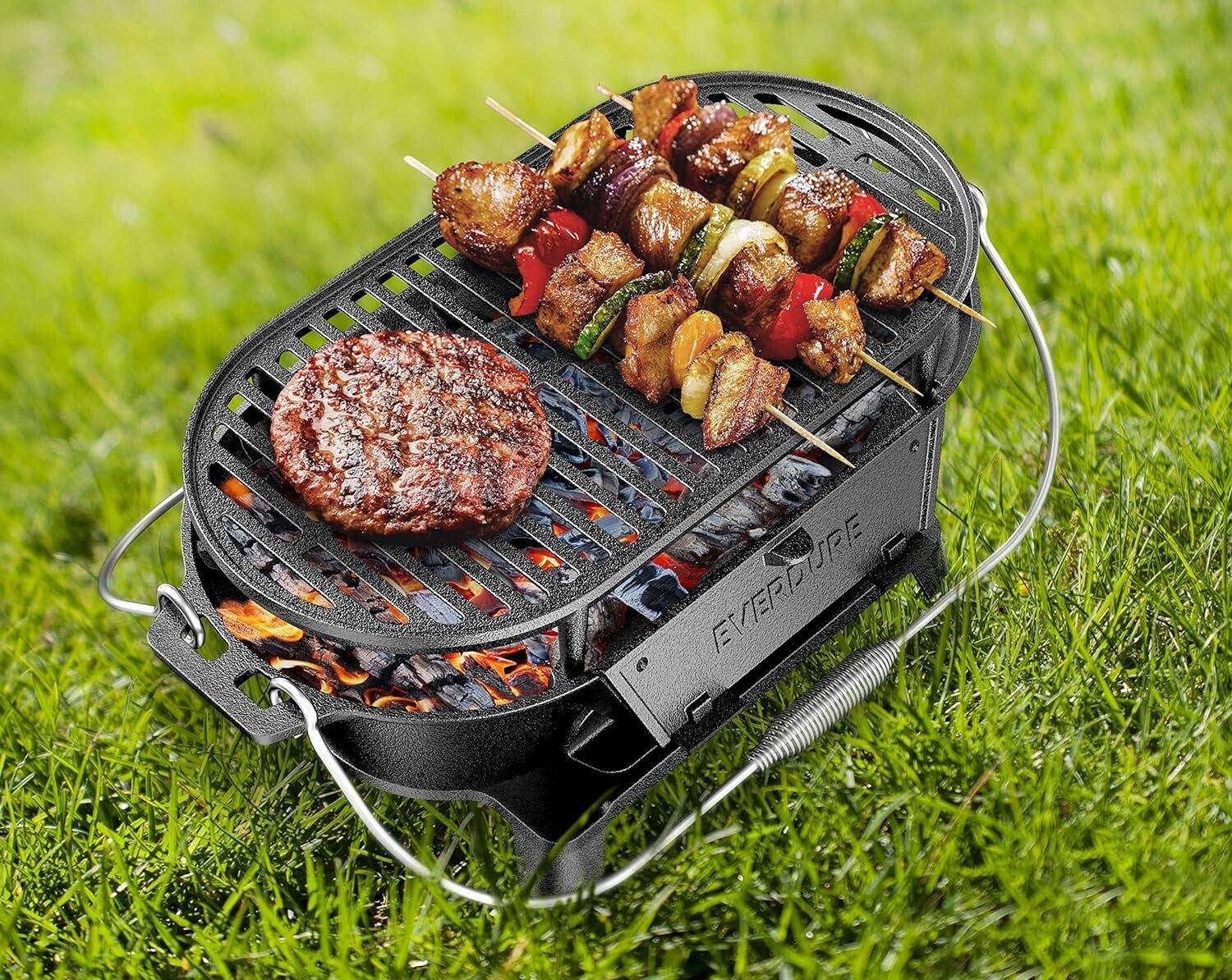 Versatile Charcoal Grill & Tabletop Skillet - Ideal for Camping and Tailgating