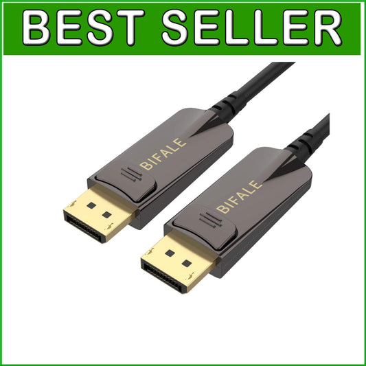 8K Fiber Optic DisplayPort Cable - 25ft, VESA Compatible, Heavy Duty Connector