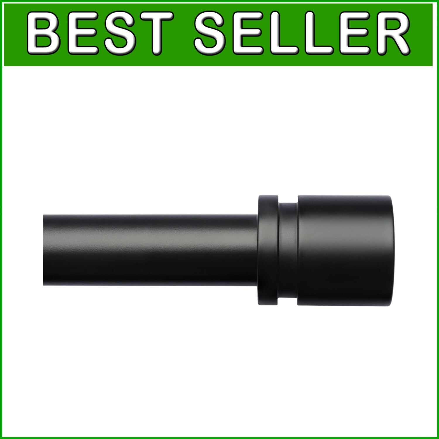 Adjustable Length Black Curtain Rod 16-170 Inches with Elegant Aluminium Finials