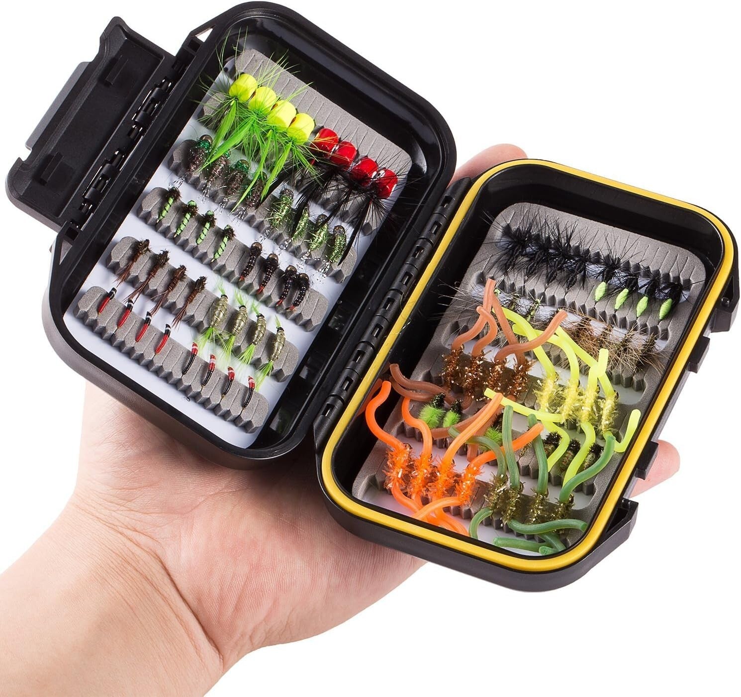 Versatile 80pcs Fishing Flies Kit in Waterproof Box - Ideal for Bluegill & Trout