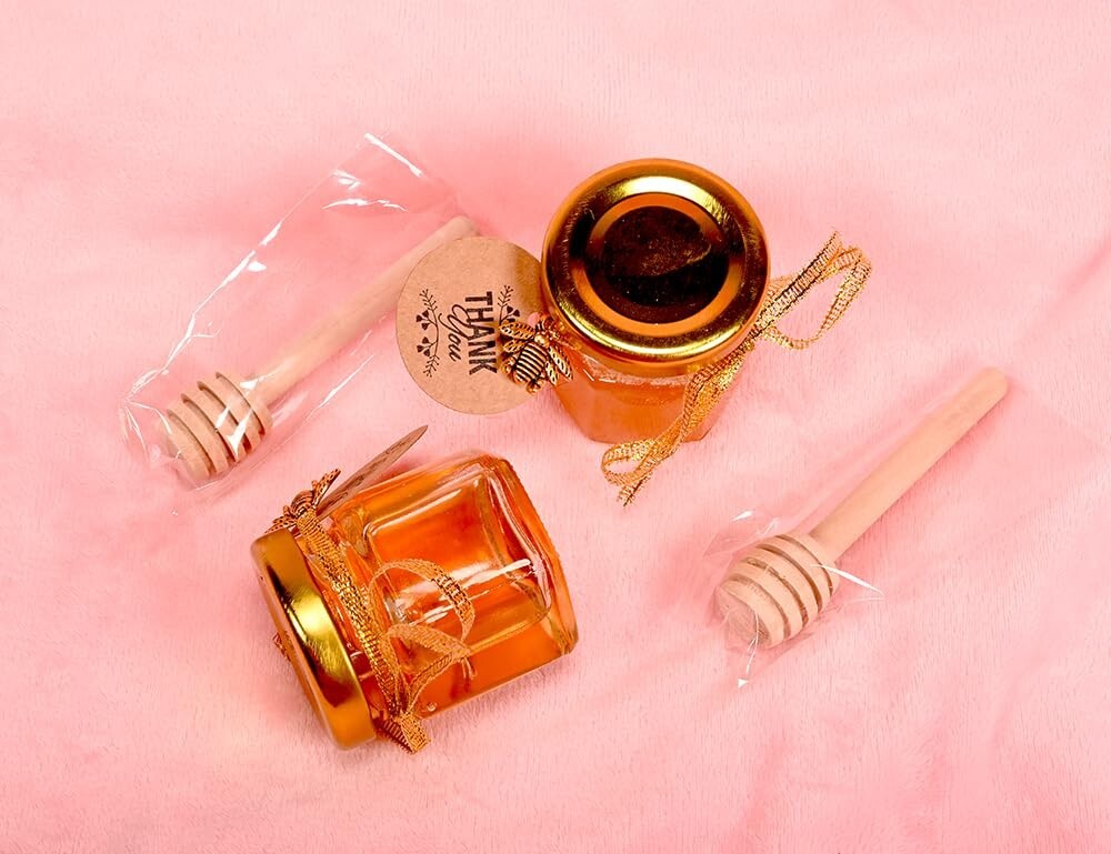 Elegant Mini Honey Jars with Dipper - Perfect Party & Wedding Favors - 60 Pack