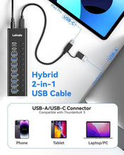 Load image into Gallery viewer, 10-Port USB 3.2 Hub with Power Adapter &amp; Individual Switches for Devices
