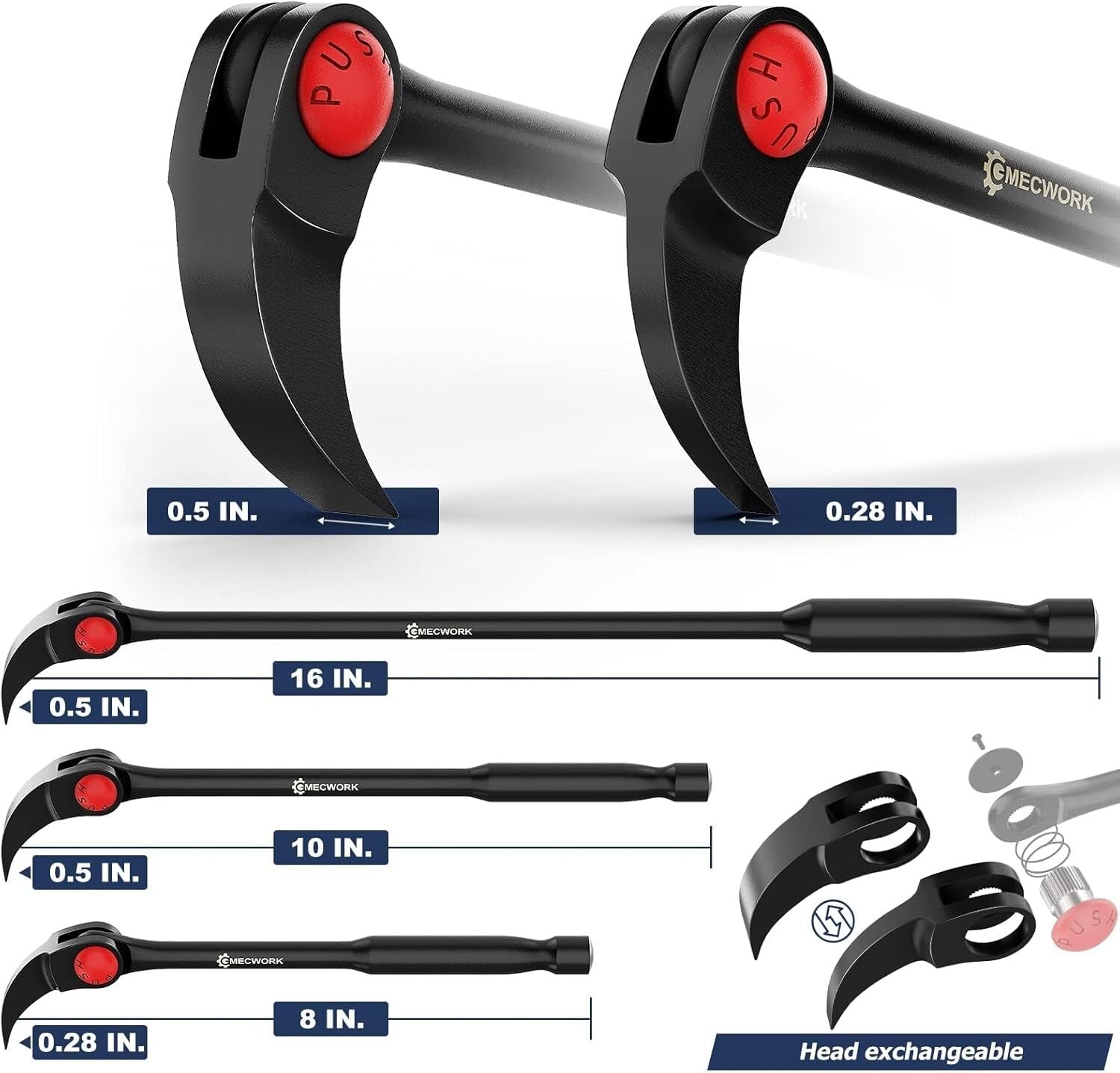 Heavy-Duty Chrome Vanadium Pry Bar Set - Ideal for Automotive and Construction