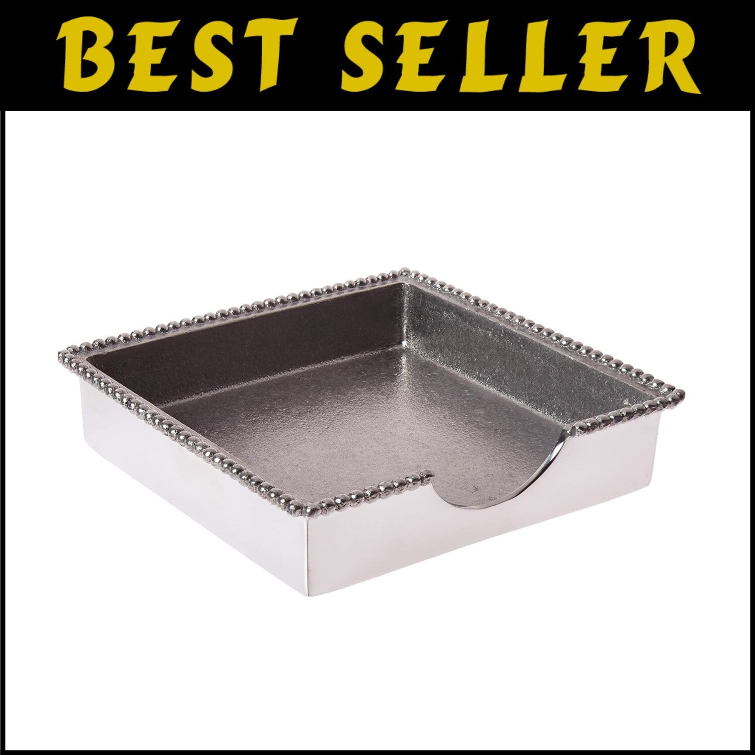 Classic Silver Napkin Holder with Beaded Design - Eco-Friendly Gift Idea