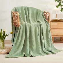 Load image into Gallery viewer, Generous Size Cotton Throw Blanket - Stylish Sage Green for Modern Living Spaces