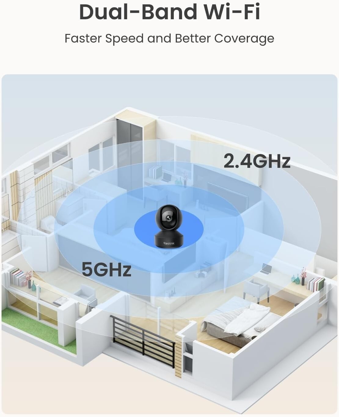 Advanced 5MP Indoor Camera with Auto Tracking & Multiple Storage Options - Black