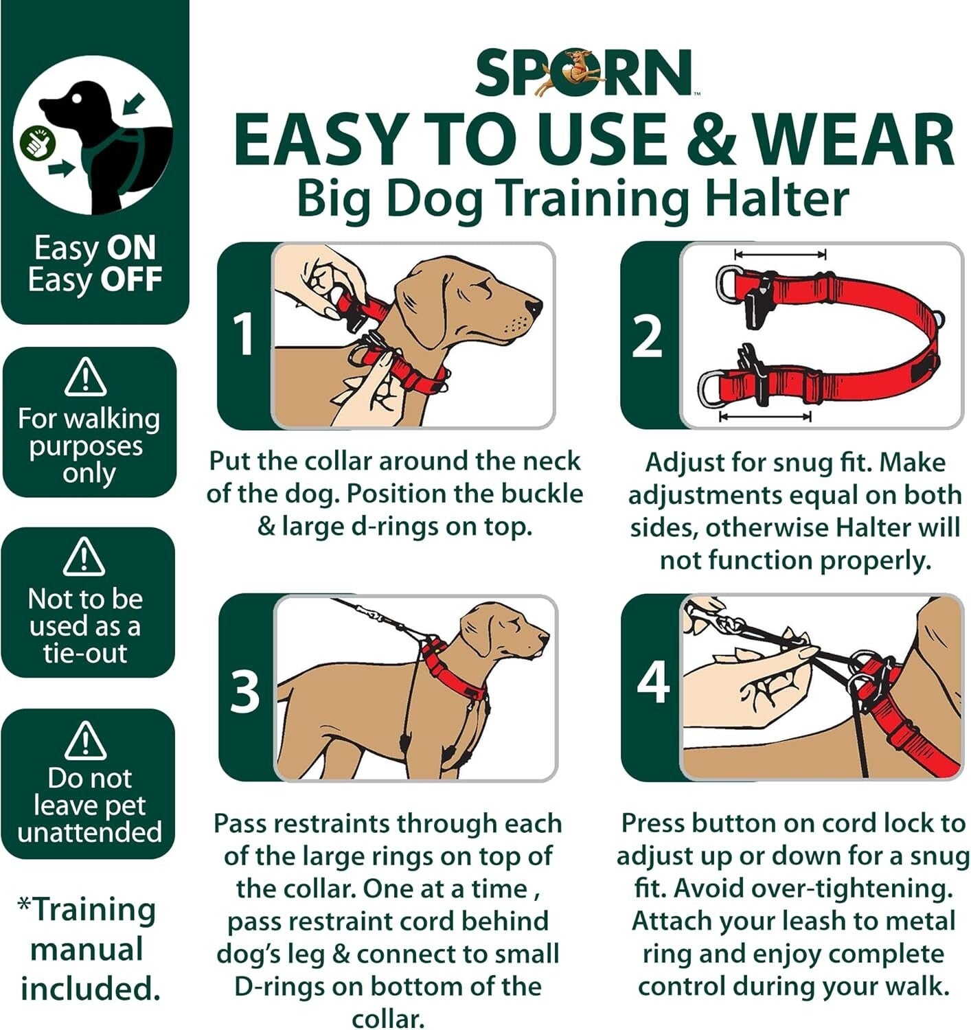 Adjustable Large Dog Harness in Black - No Pull, Padded Comfort Design