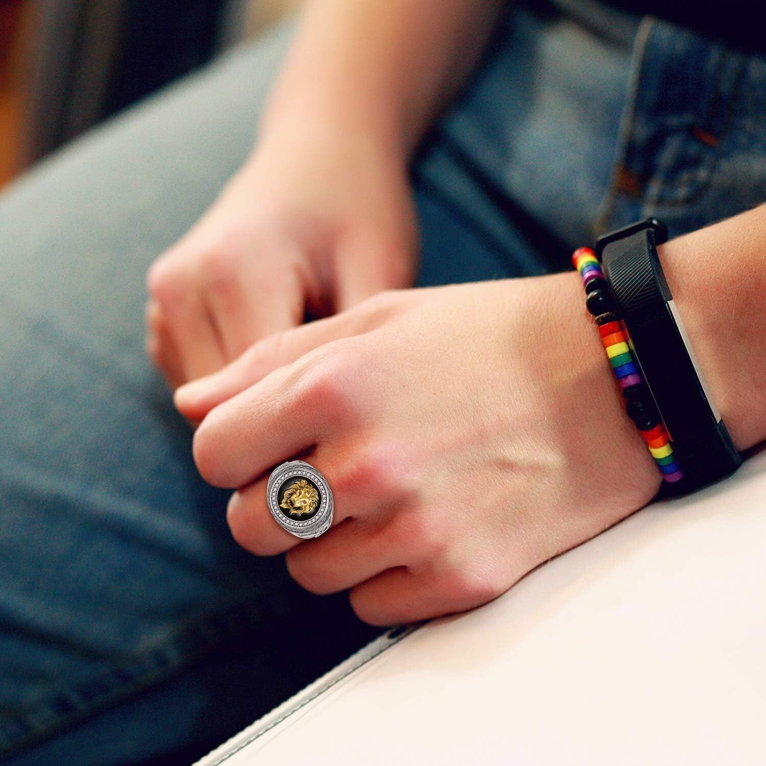 Exquisite Lion Head Ring in 925 Silver for Men - Graduation and Birthday Gift