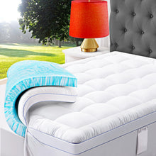 Load image into Gallery viewer, Queen Mattress Topper with Cooling Gel &amp; Pillowtop - Ideal for Back Pain Relief