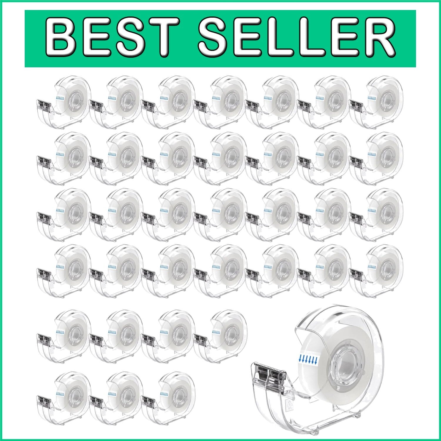 Effortless Crafting 36 Pcs Clear Tape Rolls and Durable Dispensers for Any Task