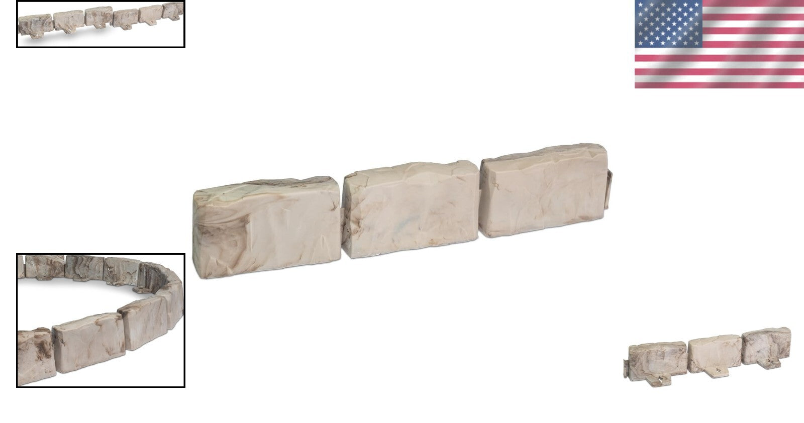 60-Foot Brown Stone-Look Landscape Edging with Anchoring Spikes - Easy Install