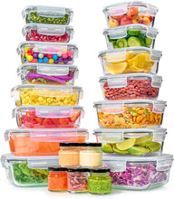 Load image into Gallery viewer, Stackable 40-Piece Glass Containers with Airtight Lids for Kitchen Organization