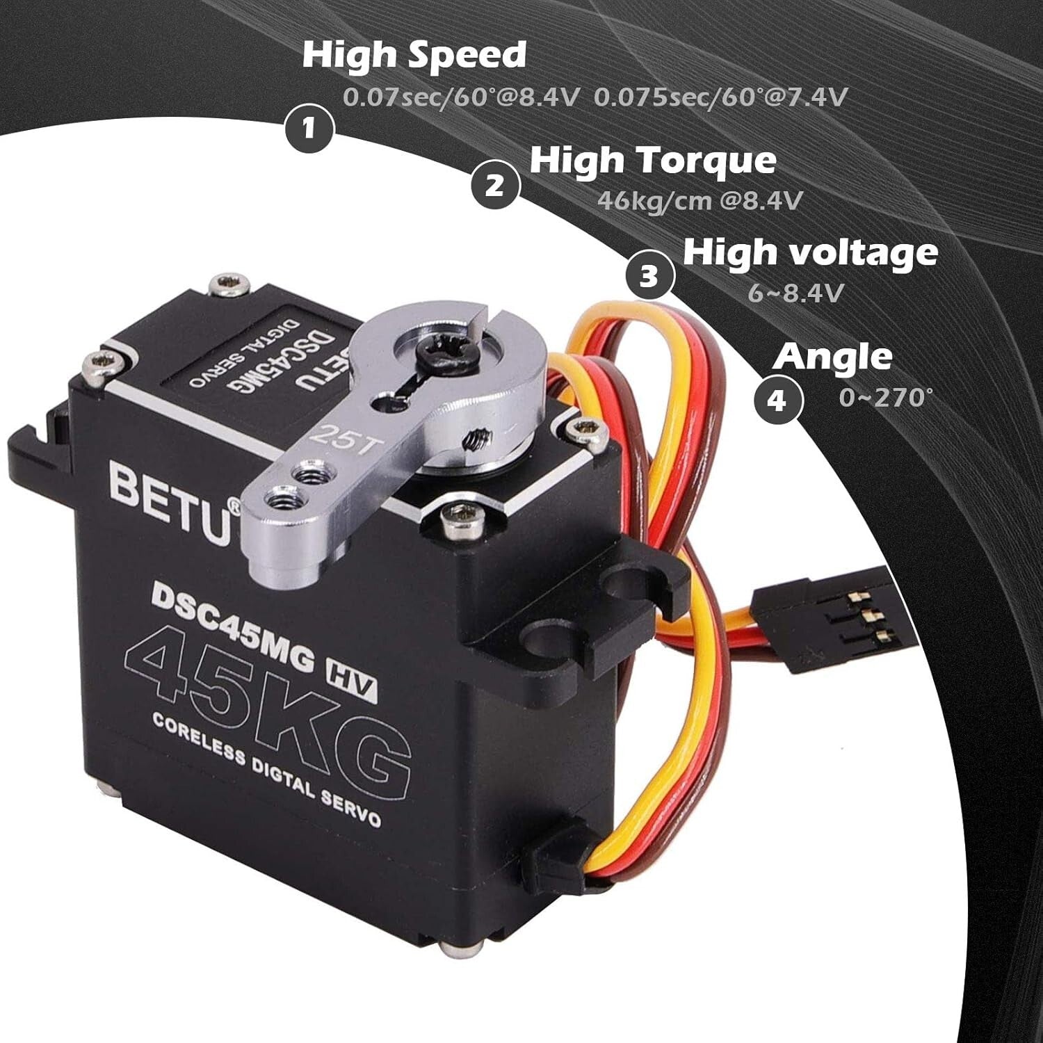 Precision 45Kg Coreless Servo Motor with 180° Control - Lightweight & Durable