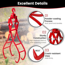 Load image into Gallery viewer, Heavy-Duty Logging Tongs 36-Inch with 3000 lb Lifting Capacity - 4 Claw Grip