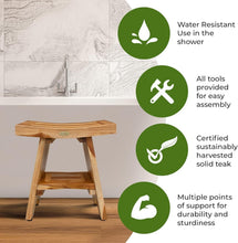 Load image into Gallery viewer, Premium Teak Shower Chair, 18-Inch Height - Durable, Stylish &amp; Waterproof