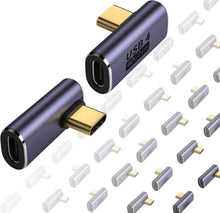 Load image into Gallery viewer, 20-Pack Space Grey 90 Degree USB C Adapter - Ideal for Gamers and Professionals