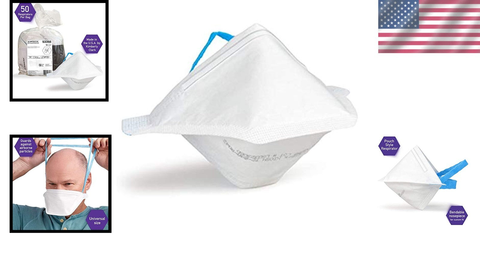 N95 Respirator Face Masks - 50 Disposable Masks with Large Breathing Chamber