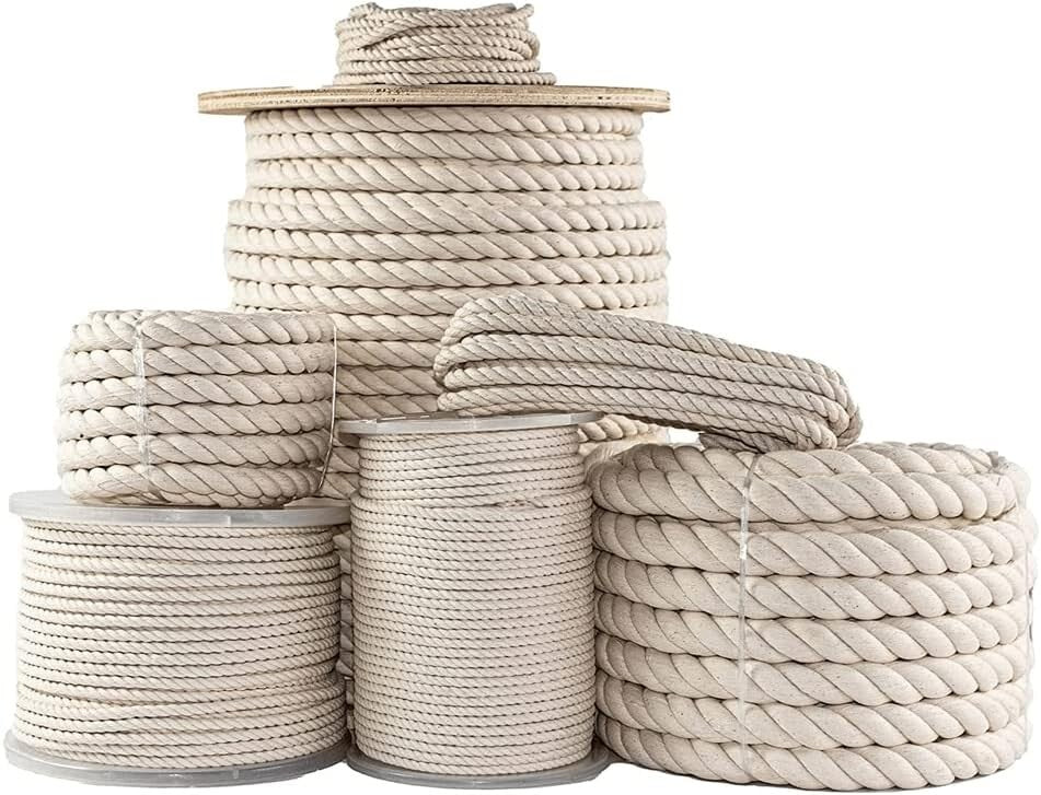 Twisted 1" x 50ft Cotton Rope - Ideal for Macrame, Crafting, and Agriculture