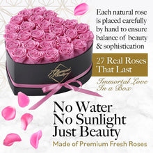 Load image into Gallery viewer, Luxurious 27 Pink Roses Forever Gift in Heart-Shaped Box - Stunning Home Decor