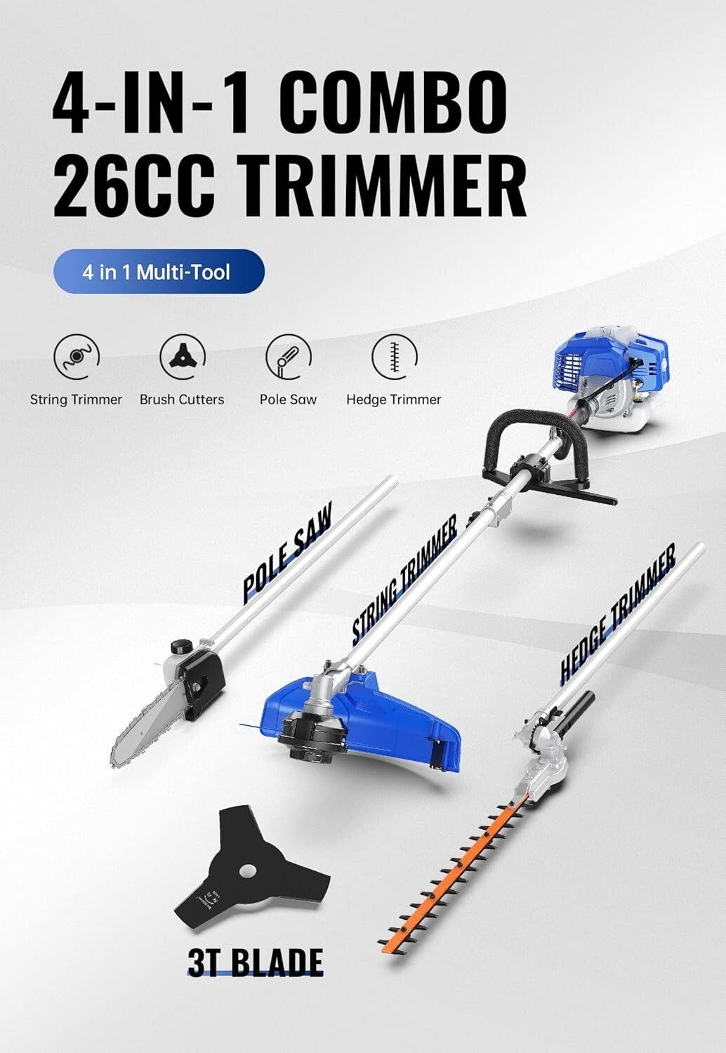 27cc All-in-One Yard Tool: Easy Start Trimmer/Edger & Hedge Trimming Solutions