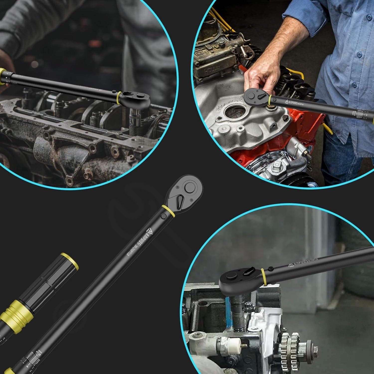 Durable Dual-Direction Torque Wrench, 30-250 Ft-Lb Range, Chrome Vanadium Steel