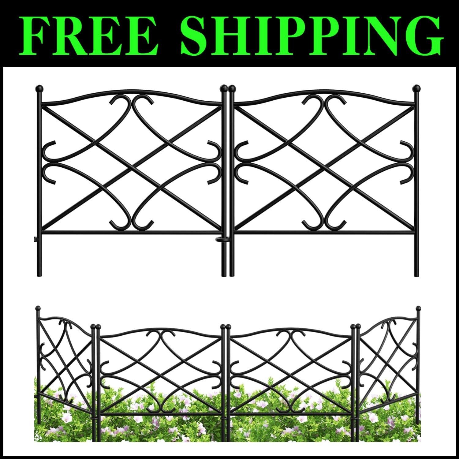 Sturdy 5-Piece Garden Fence Set - Easy Install 32in High Metal Edging for Yards
