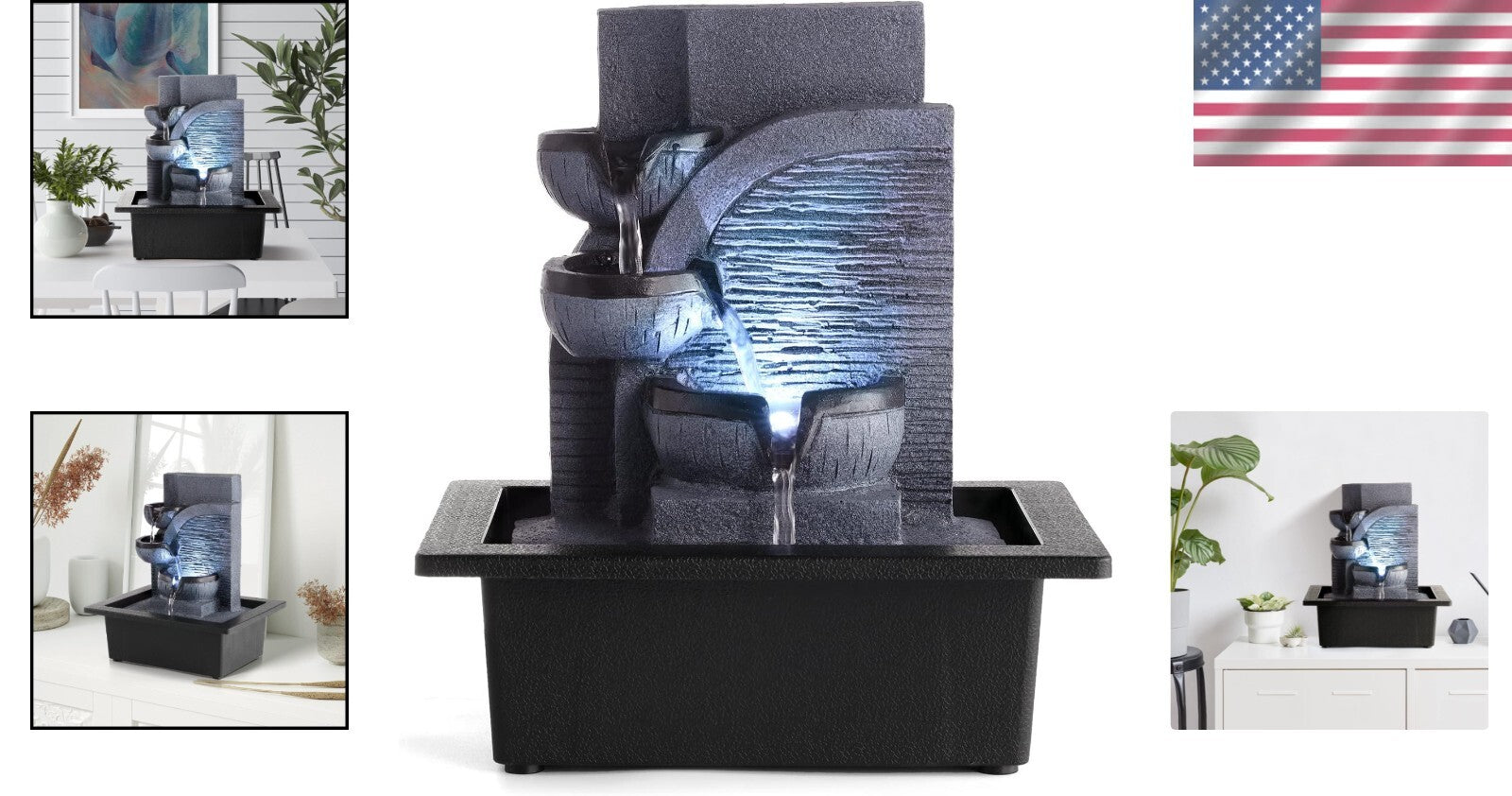 Elegant Indoor Water Feature - Tiered Tabletop Fountain for Stress Relief