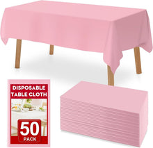Load image into Gallery viewer, Lightweight Pink Tablecloths - 50 Disposable Covers for Weddings &amp; Picnics