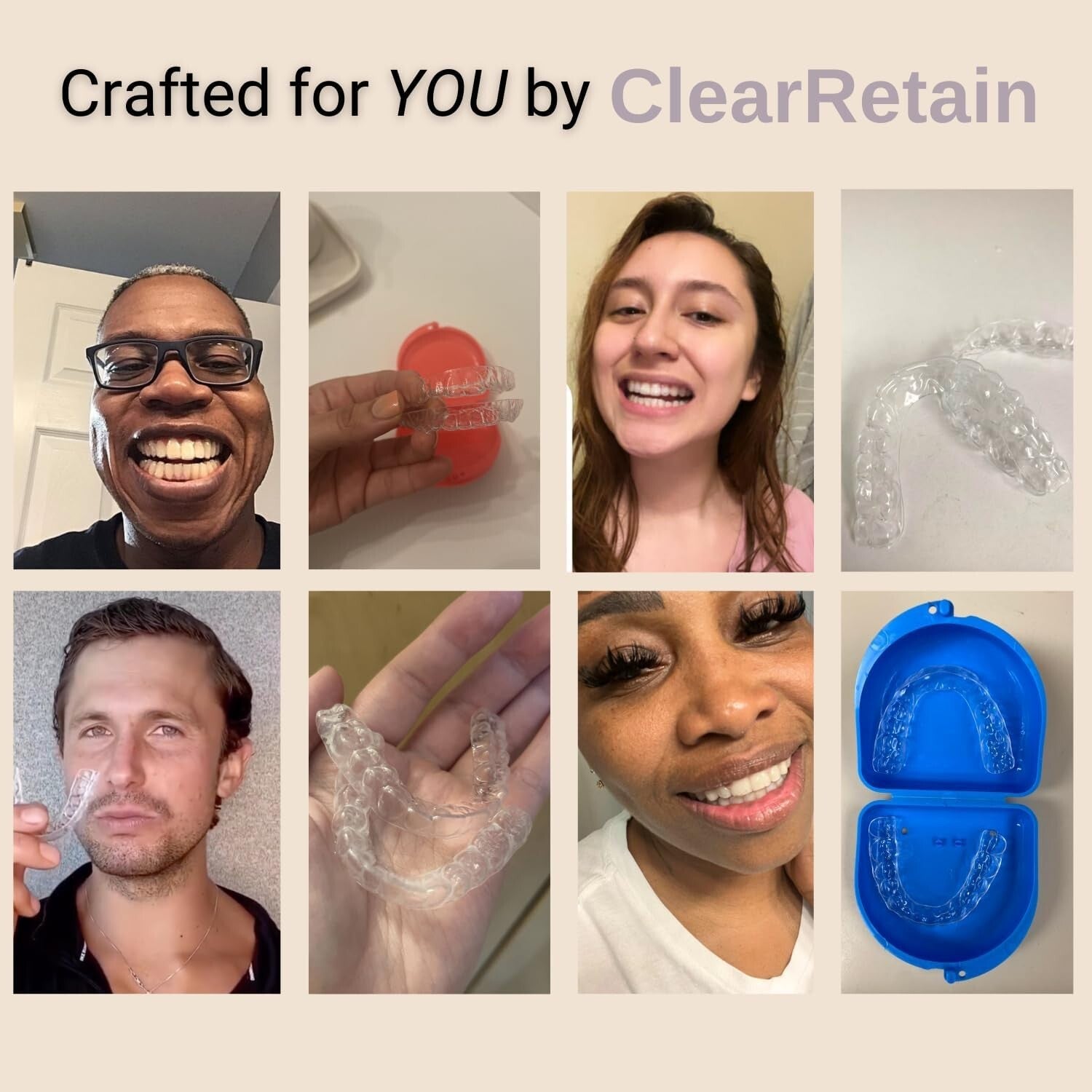 Custom Clear Dental Retainers Kit - Perfect Fit for Upper & Lower Teeth