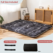 Load image into Gallery viewer, Compact and Durable Full Size Black Marble Futon Mattress for Guests &amp; Camping