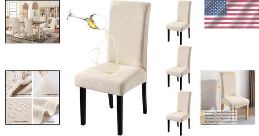 4 Pack Removable Washable Chair Covers - Elegant Stretch for Dining & Kitchen